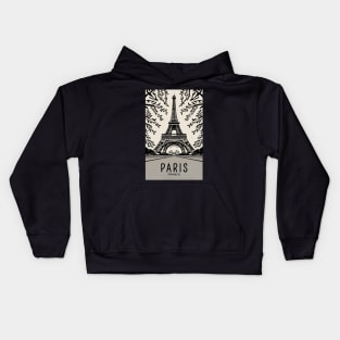 A Vintage Travel Art of the Eiffel Tower in Paris - France Kids Hoodie